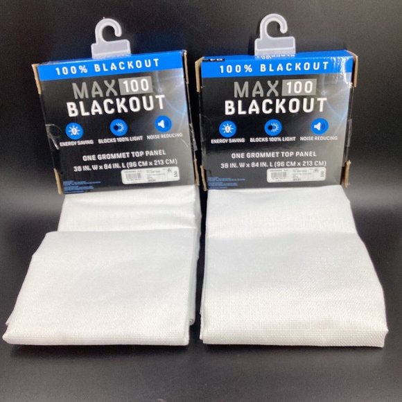 Max 100 Blackout 100% Noise Reducing Grommet Top 2 Panels White 38x84 Org $100 - Picture 1 of 9
